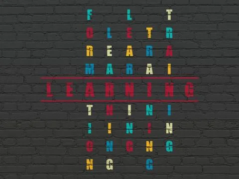 Education concept: word Learning in solving Crossword Puzzle Stockillustratie