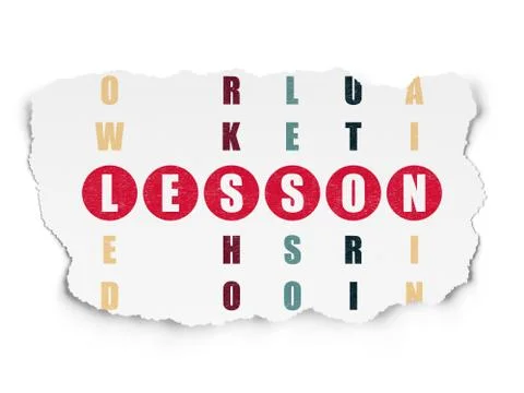Education concept: word Lesson in solving Crossword Puzzle Illustration