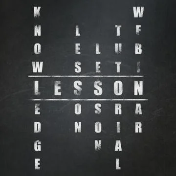 Education concept: word Lesson in solving Crossword Puzzle Stockillustratie