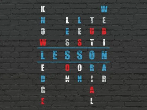 Education concept: word Lesson in solving Crossword Puzzle Illustration