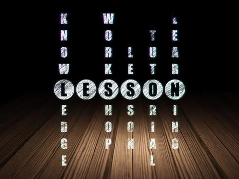 Education concept: word Lesson in solving Crossword Puzzle Stockillustratie