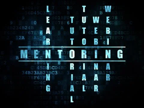 Education concept: word Mentoring in solving Crossword Puzzle Illustration