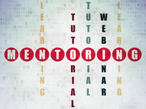 Education concept: word Mentoring in solving Crossword Puzzle イラスト素材