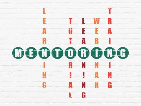 Education concept: word Mentoring in solving Crossword Puzzle Stockillustratie