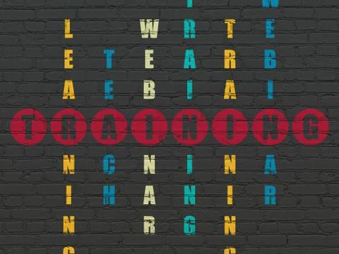 Education concept: word Training in solving Crossword Puzzle 스톡 일러스트