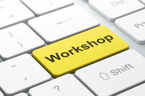 Education concept: Workshop on computer keyboard background Stock Illustration