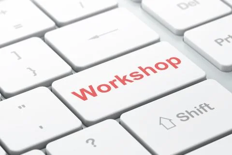 Education concept: Workshop on computer keyboard background Illustrazione stock