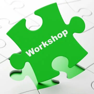 Education concept: Workshop on puzzle background Stock Illustration