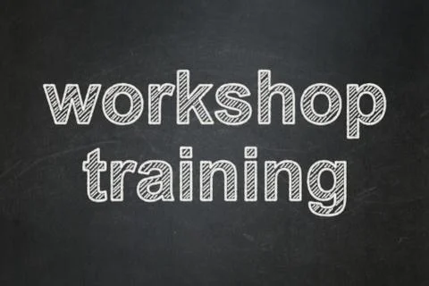 Education concept: Workshop Training on chalkboard background Illustrazione stock