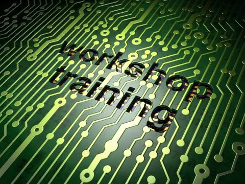 Education concept: Workshop Training on circuit board background Illustrazione stock