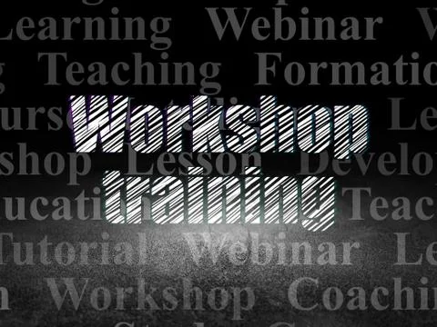 Education concept: Workshop Training in grunge dark room Illustrazione stock