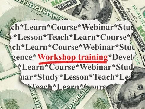 Education concept: Workshop Training on Money background Illustrazione stock