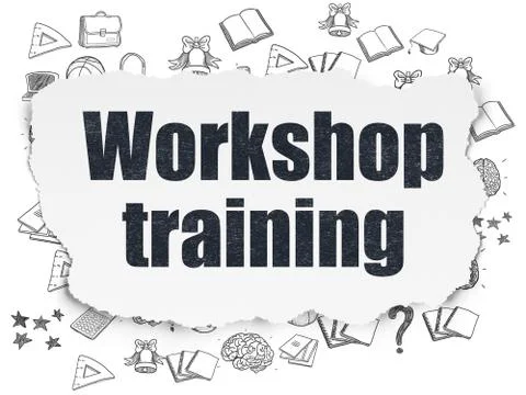 Education concept: Workshop Training on Torn Paper background Illustrazione stock
