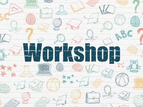 Education concept: Workshop on wall background Ilustración de archivo