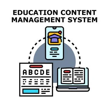 Education content managing system for learning technology Ilustração Stock
