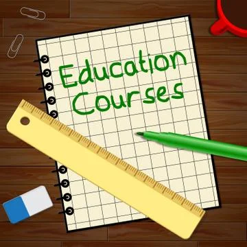 Education Courses Notebook Representing Course 3d Illustration Illustration