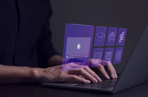 Education courses online e-learning concept, learning online with webinar, Stock Photos