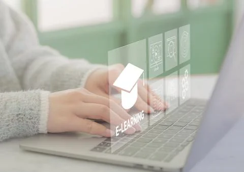 Education courses online e-learning concept, learning online with webinar, Stock Photos