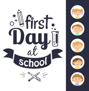 Education Cover, First Day at School, Pupil Vector Stock Illustration