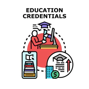 Education credentials digital learning and career development Stock Illustration