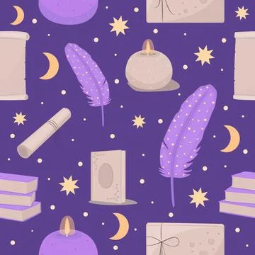 Education, dark academia seamless pattern Stock Illustration
