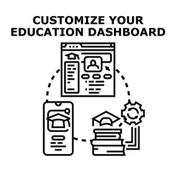 Education dashboard customizing for online learning platform Stock Illustration