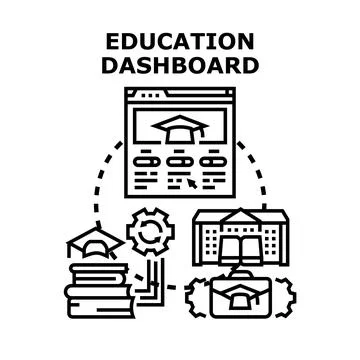 Education dashboard organizing online learning and knowledge Stock Illustration