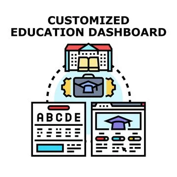 Education dashboard showing customized learning solutions Illustrazione stock