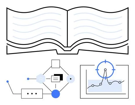 Education, data analysis, workflow, knowledge sharing, process management, bu Illustrazione stock
