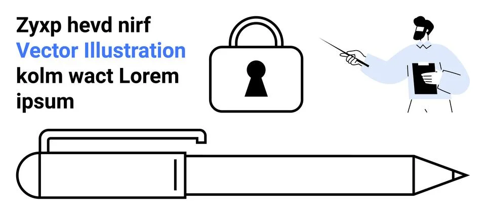 Education, data security, office tools, presentations, design concepts, profe Stock Illustration