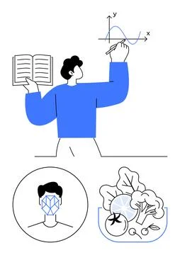 Education, data visualization, artificial intelligence, facial recognition, n Stock Illustration