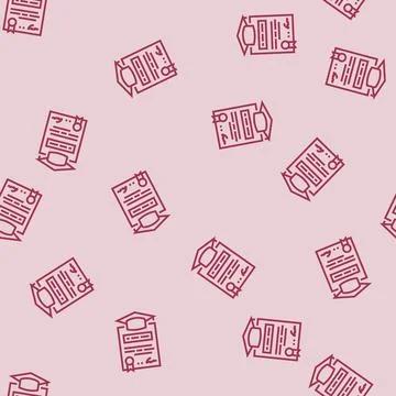 Education degree interview job line seamless pattern Stock Illustration