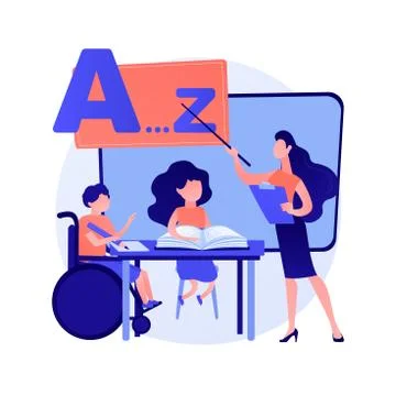 Education for disabled children vector concept metaphor Stock Illustration