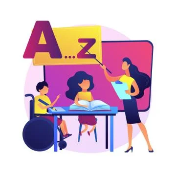Education for disabled children vector concept metaphor Stock Illustration