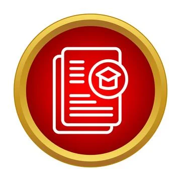 Education documents with graduation cap icon on red button Illustrazione stock