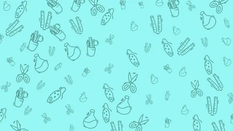 Education doodle education doodle office supplies with science equipment Video stock 333048366