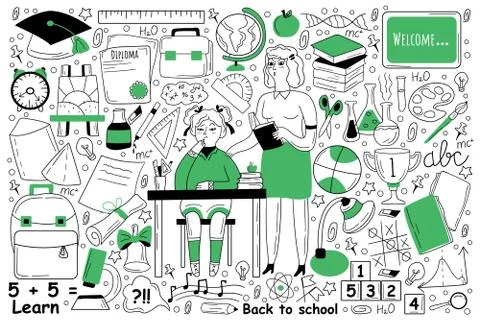 Education doodle set Stock Illustration