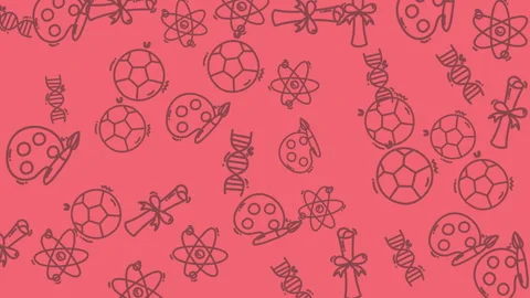 Education doodles seamless pattern on pink background Stock Footage 327632909