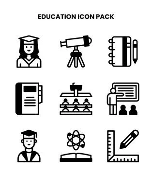 Education DuoTone Bundle Icons Pack Stock Illustration
