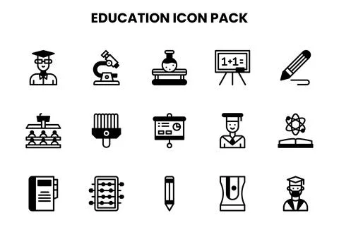 Education DuoTone Vector Icons Pack Stock Illustration