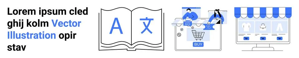 Education, e-commerce, online shopping, user interface design, digital platfo イラスト素材