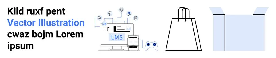 Education, e-commerce, packaging, digital learning tools, online businesses,  Stock Illustration