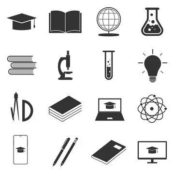 Education E learning icons Stock Illustration
