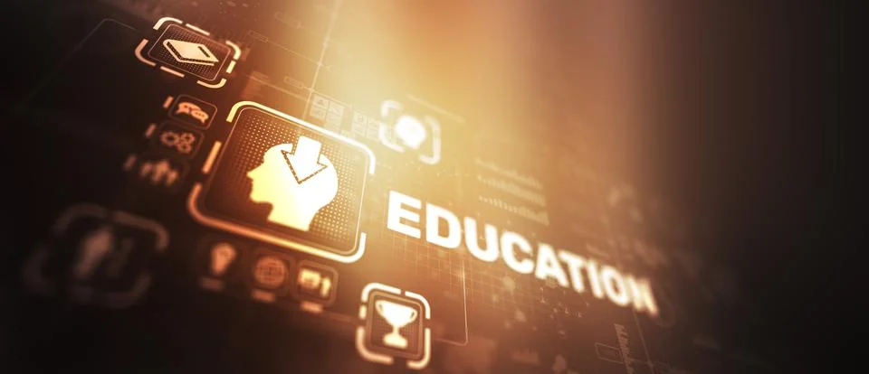 Education E-learning , internet lessons and online webinar internet Technology Stock Illustration