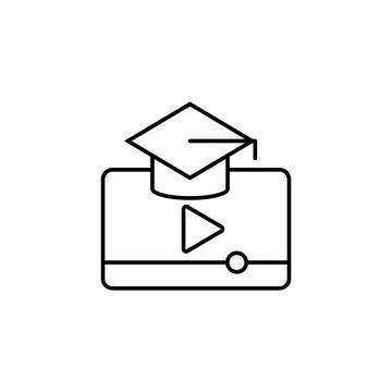 Education elarning hat student icon. Simple line, outline vector of e-learning Stock Illustration
