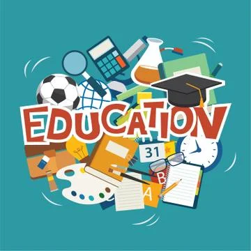 Education elements background flat design イラスト素材