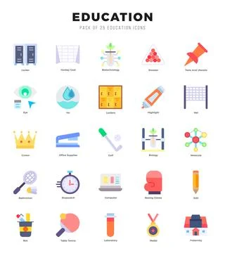 Education elements. Flat web icon set. Simple vector illustration. イラスト素材