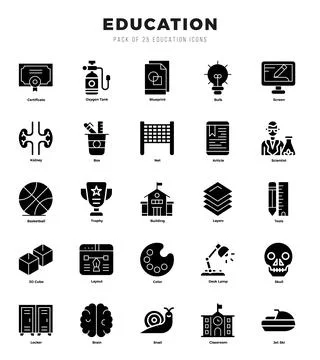 Education elements. Glyph web icon set. Simple vector illustration. Stock Illustration