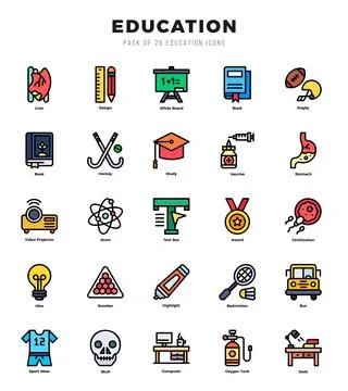 Education elements. Lineal Color web icon set. Simple vector illustration. Stock Illustration