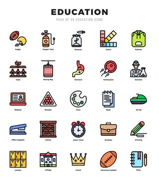 Education elements. Lineal Color web icon set. Simple vector illustration. Stock Illustration